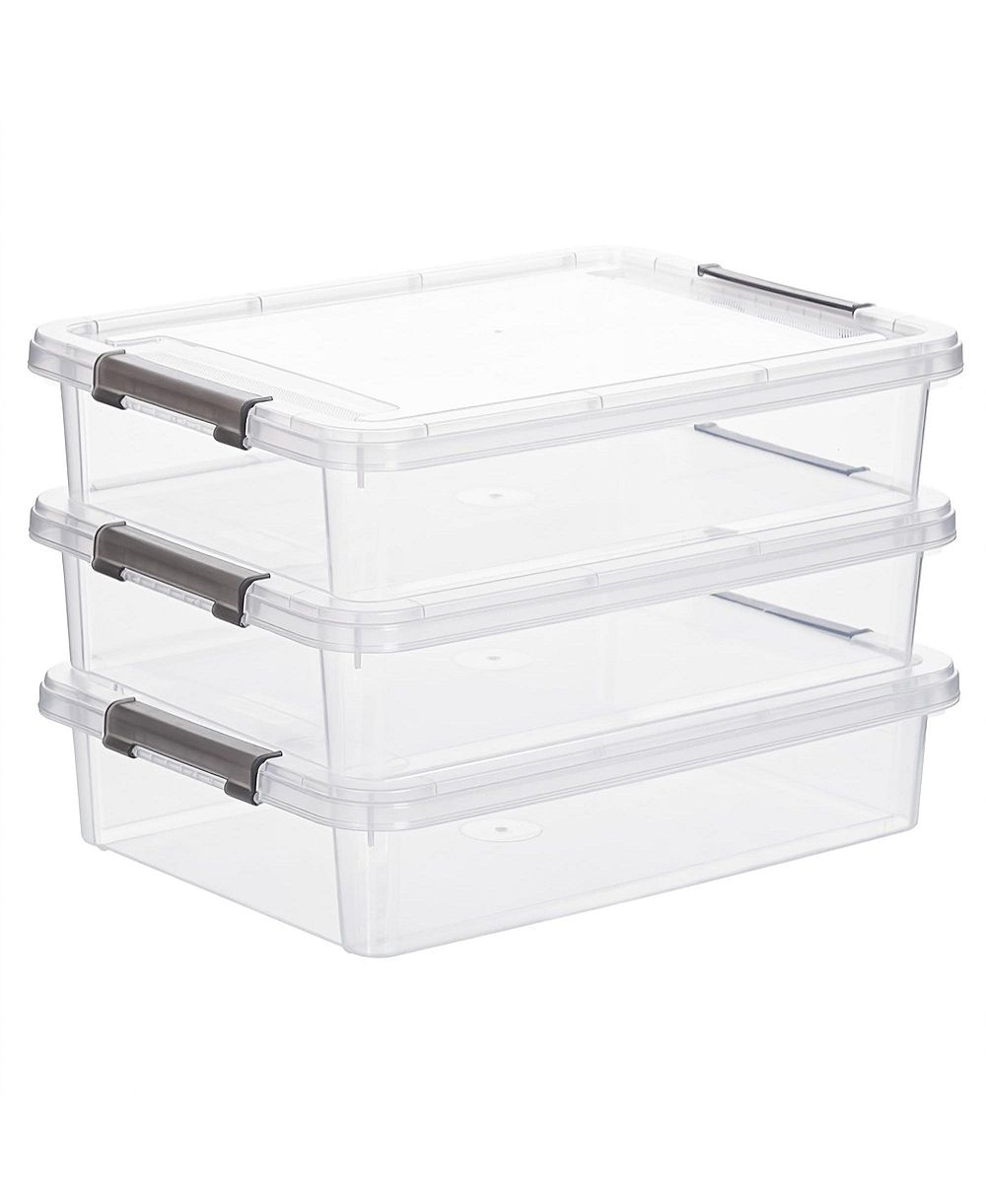 XDOVET Plastic Storage Box Latching Lid A4 Document Organizer