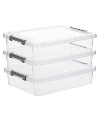 XDOVET Plastic Storage Box Latching Lid A4 Document Organizer