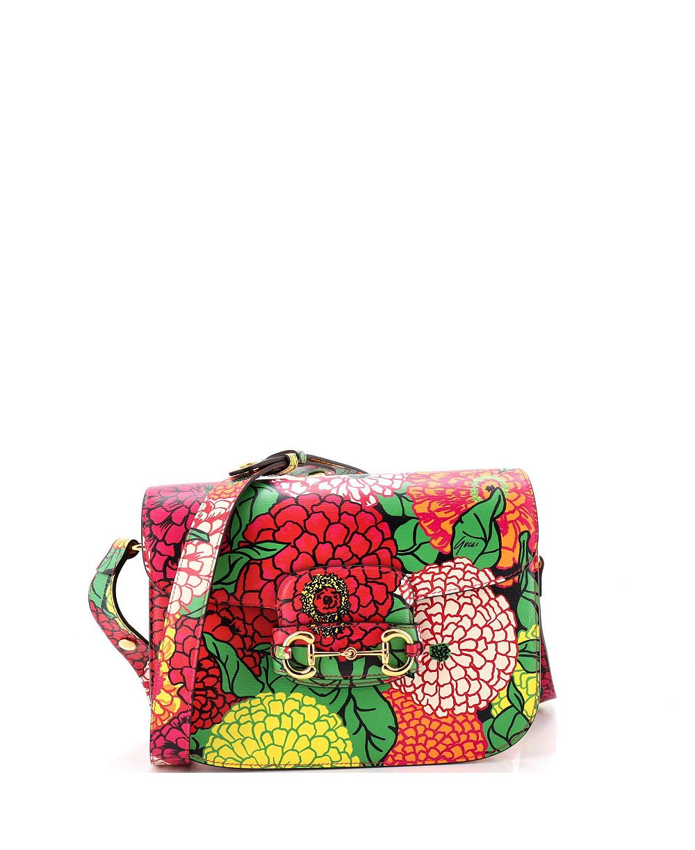 Сумка через плечо Pre-Owned Gucci Small Horsebit 1955 Printed Leather