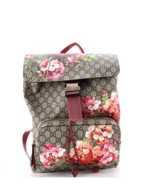 Pre-Owned Gucci средний рюкзак Buckle с принтом Blooms из лакированного холста GG