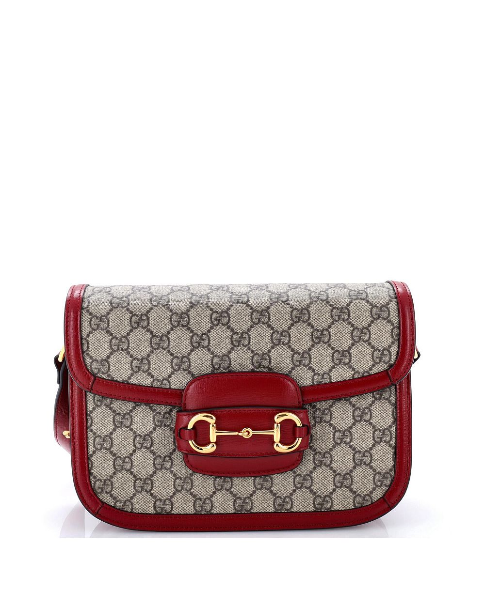Pre-Owned Gucci Small Horsebit 1955 Shoulder Bag GG Coated Canvas with Leather