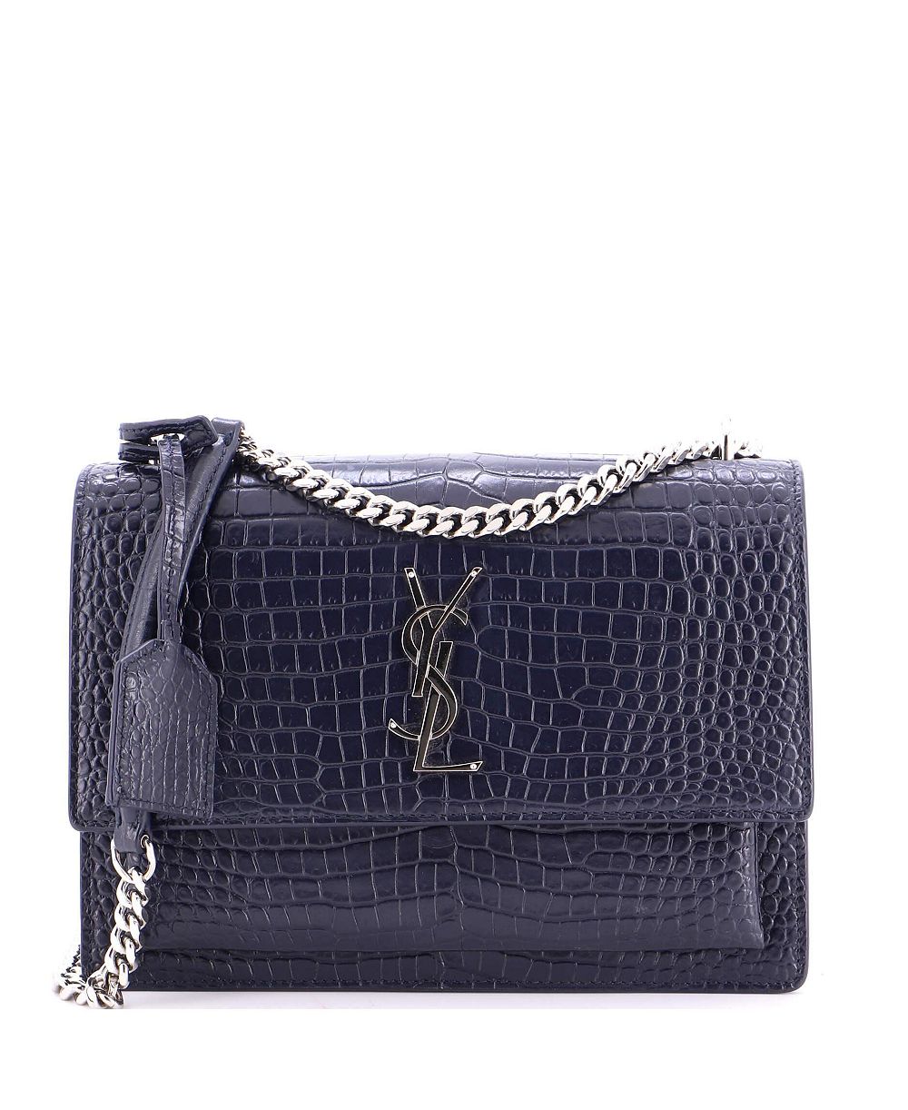 Pre-Owned Saint Laurent Medium Sunset Crossbody Bag Embossed Leather