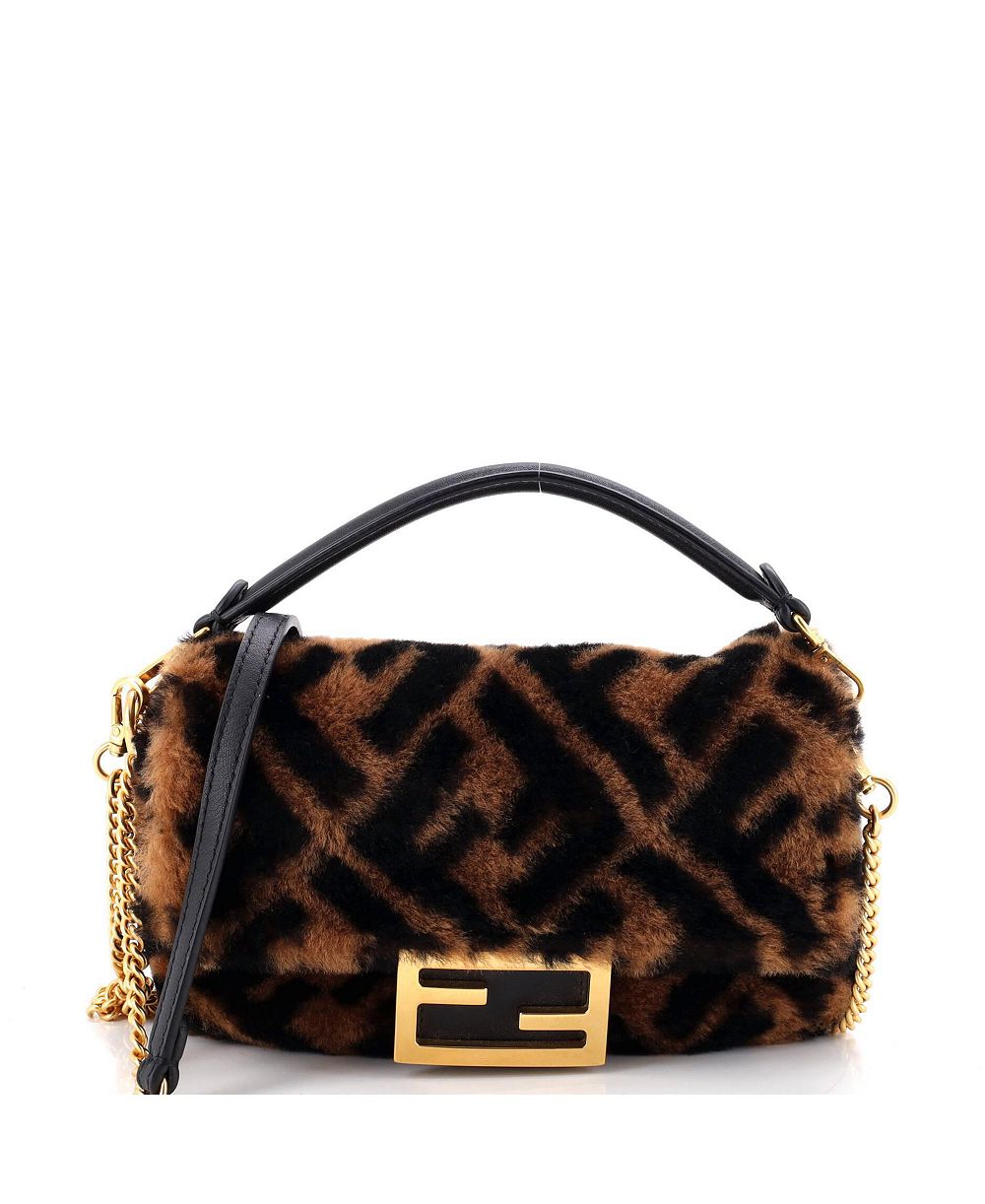Fendi мини-сумка Baguette NM Zucca Shearling, б/у