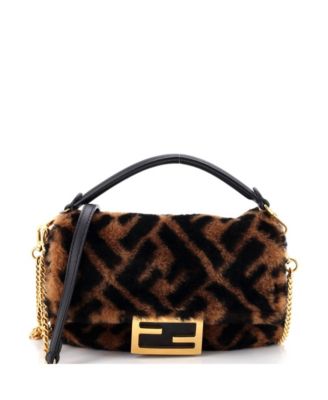 Fendi мини-сумка Baguette NM Zucca Shearling, б/у