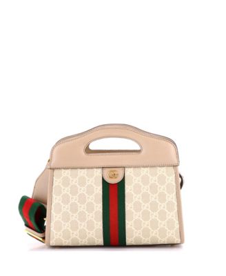 Pre-Owned Gucci Small Ophidia Cut Out Handle Bag GG Coated Canvas with Leather