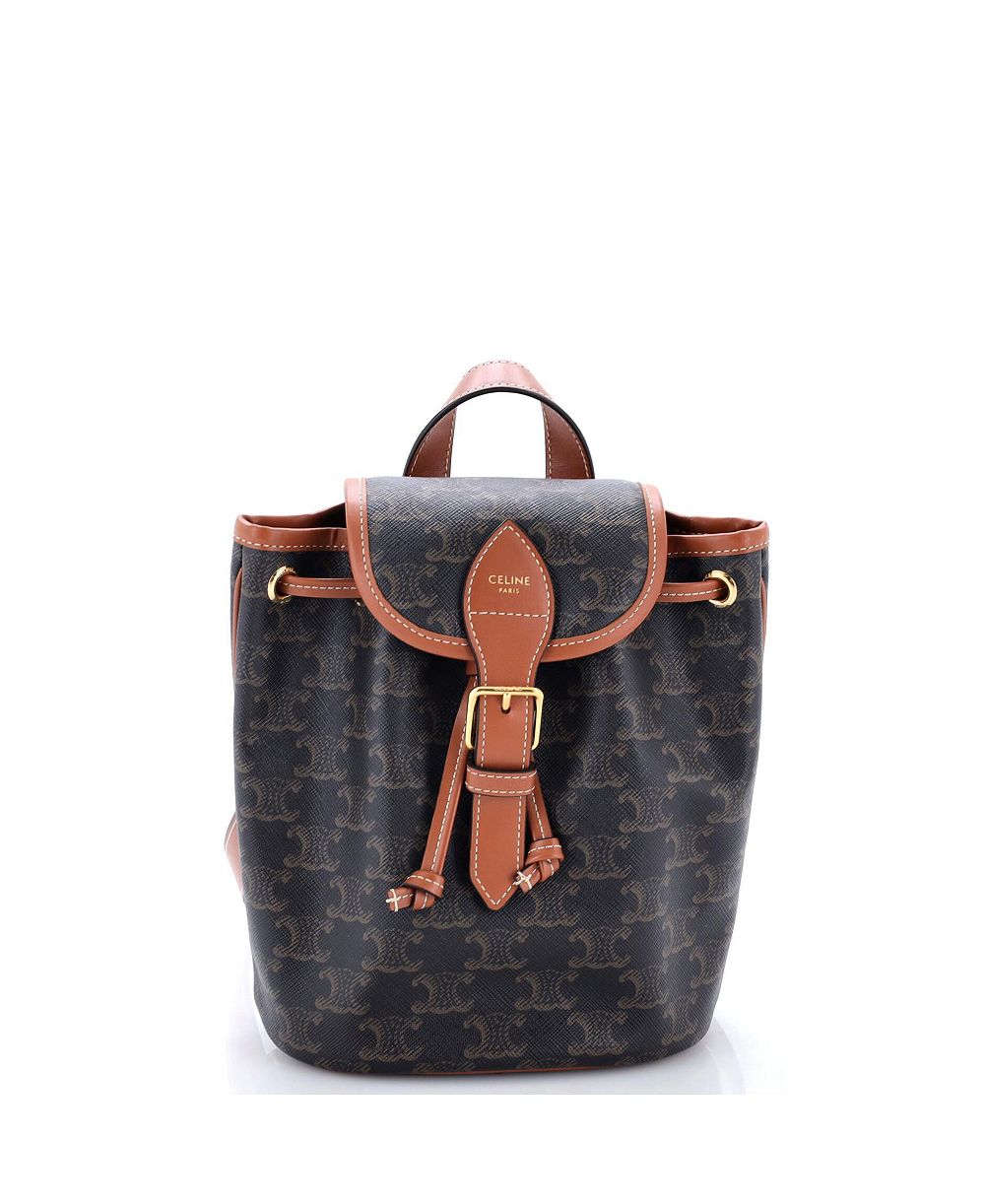 Pre-Owned Celine Mini Folco Backpack Triomphe Coated Canvas