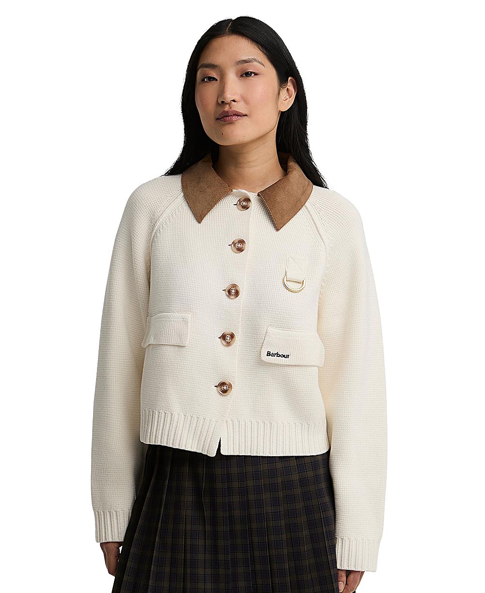 Barbour Women's Alverstone Kni Cropped Corduroy-Collar Cardigan