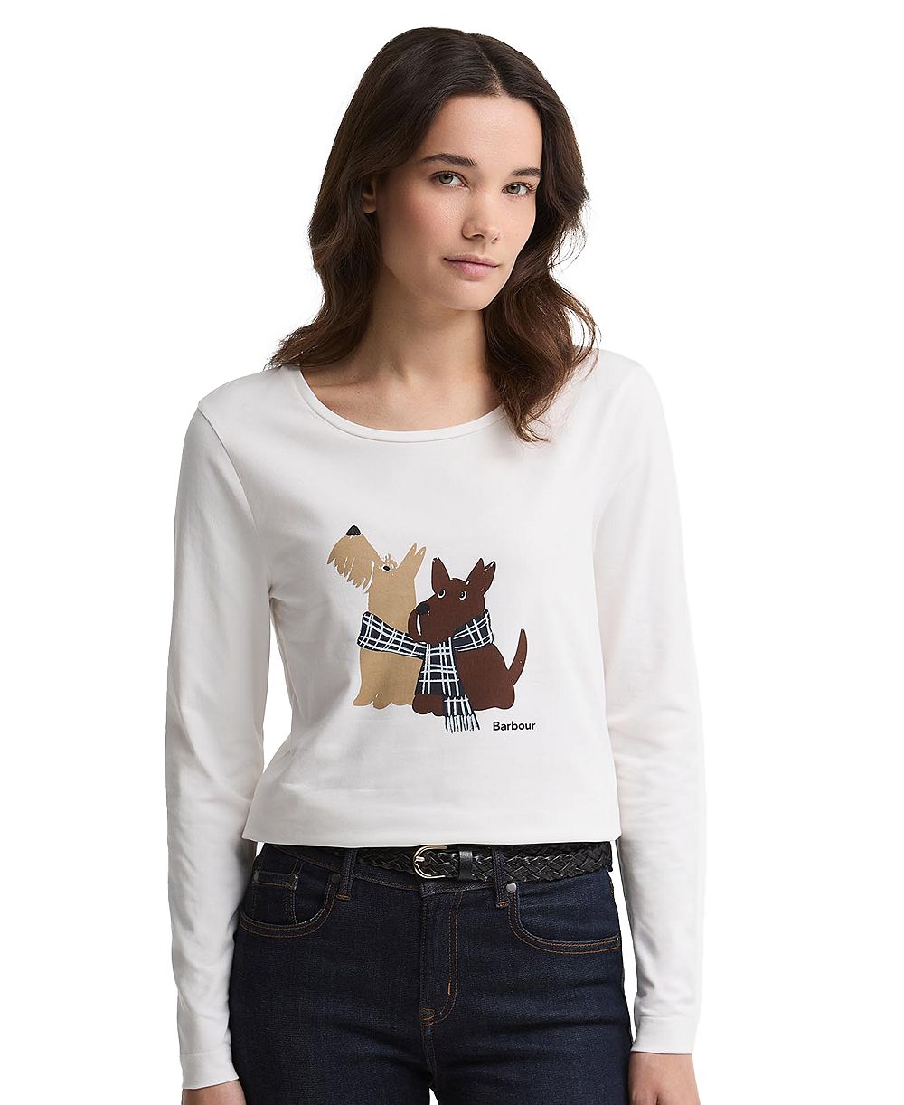 Barbour Женская футболка с длинным рукавом и графикой Lossie Dog Duo