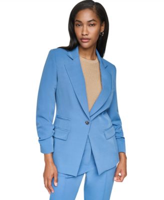 DKNY женский блейзер с одной пуговицей и рукавом 3/4, стиль тех-тейлоринг