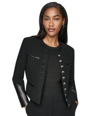 Женская укороченная куртка DKNY Cropped Collarless Long-Sleeve