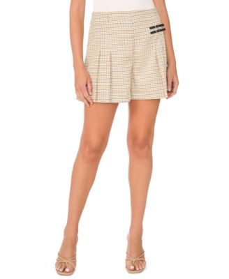 1.STATE Women's High-Rise Pleated Wide-Leg Shorts