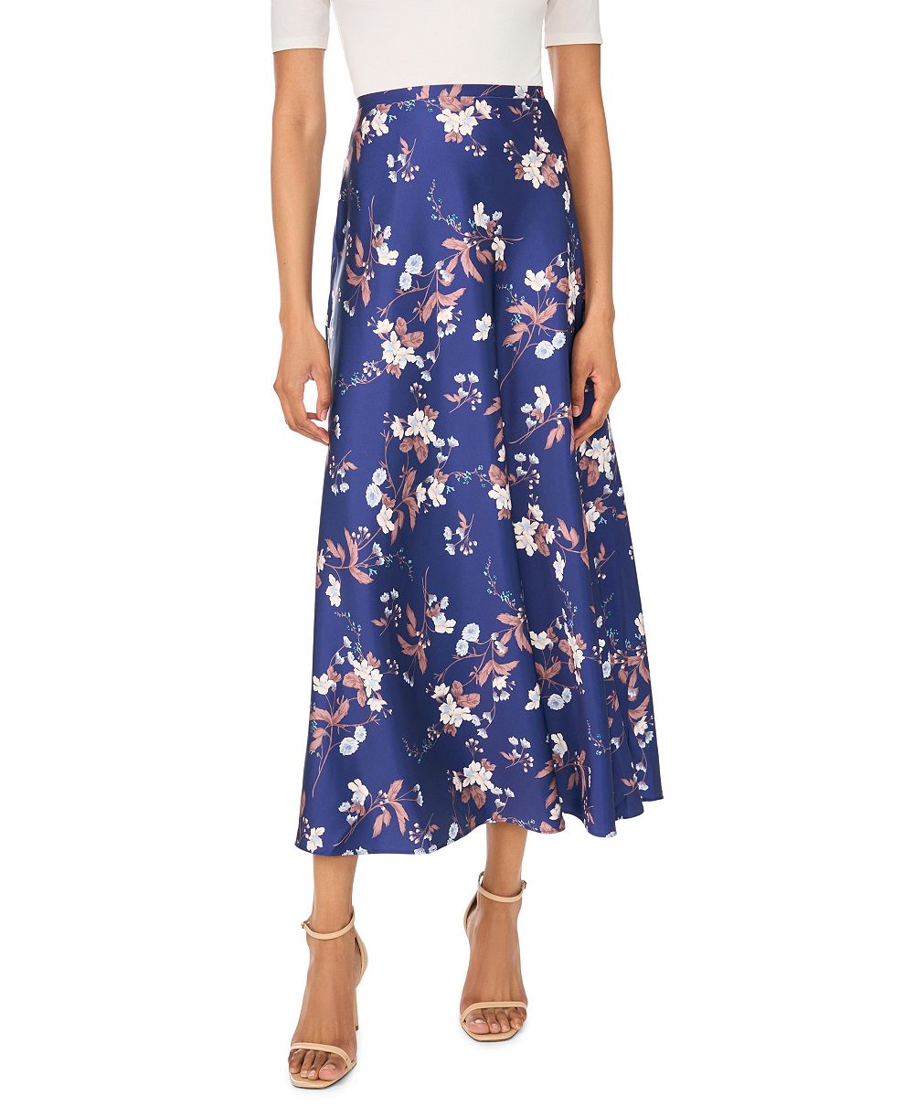 1.STATE Women's Floral High-Waisted A-Line Bias Cut Maxi Skirt