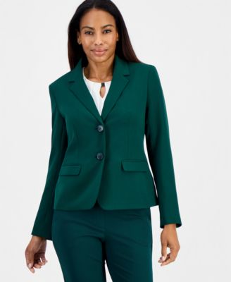 Kasper Women's Long Sleeve Stretch Crepe Two Button Blazer