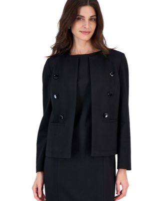 Kasper Women's Compression Collarless Double Breasted Button Jacket