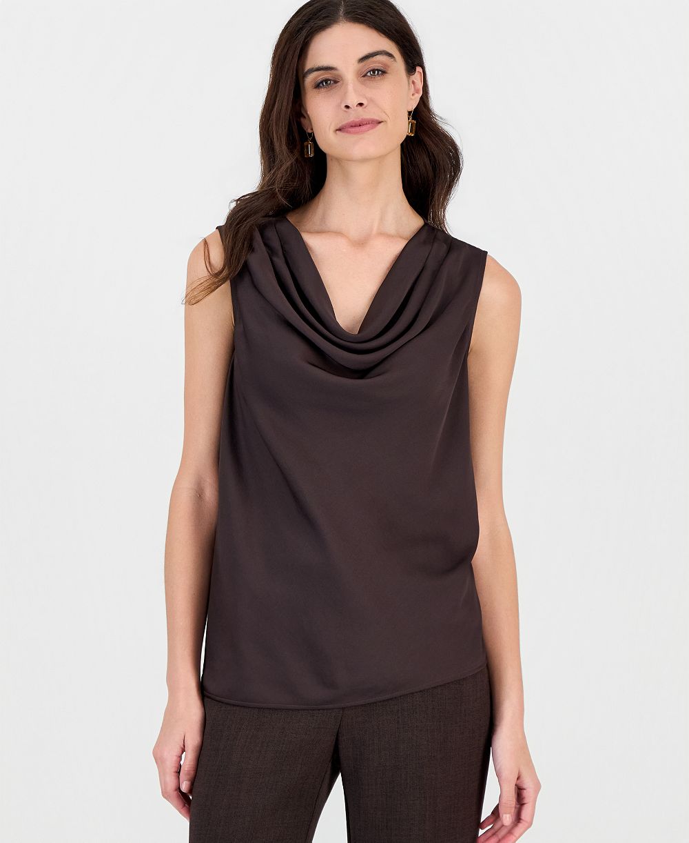 Kasper Women's Sleeveless Textured Satin Cowl Neck Blouse