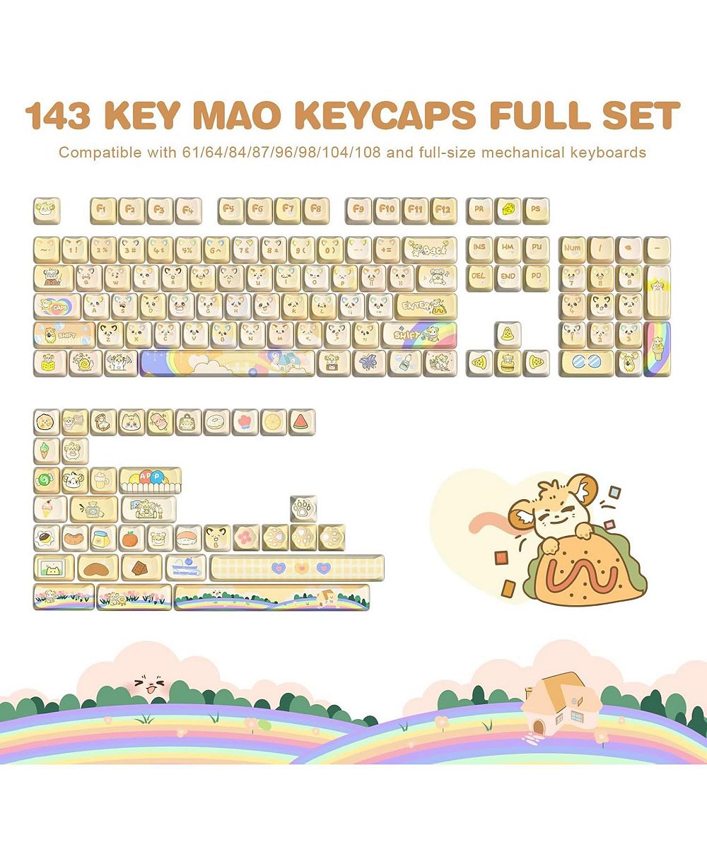 Lamicall набор кейкапов PBT Dye-Sub с рисунком Cute Cat Mao Profile