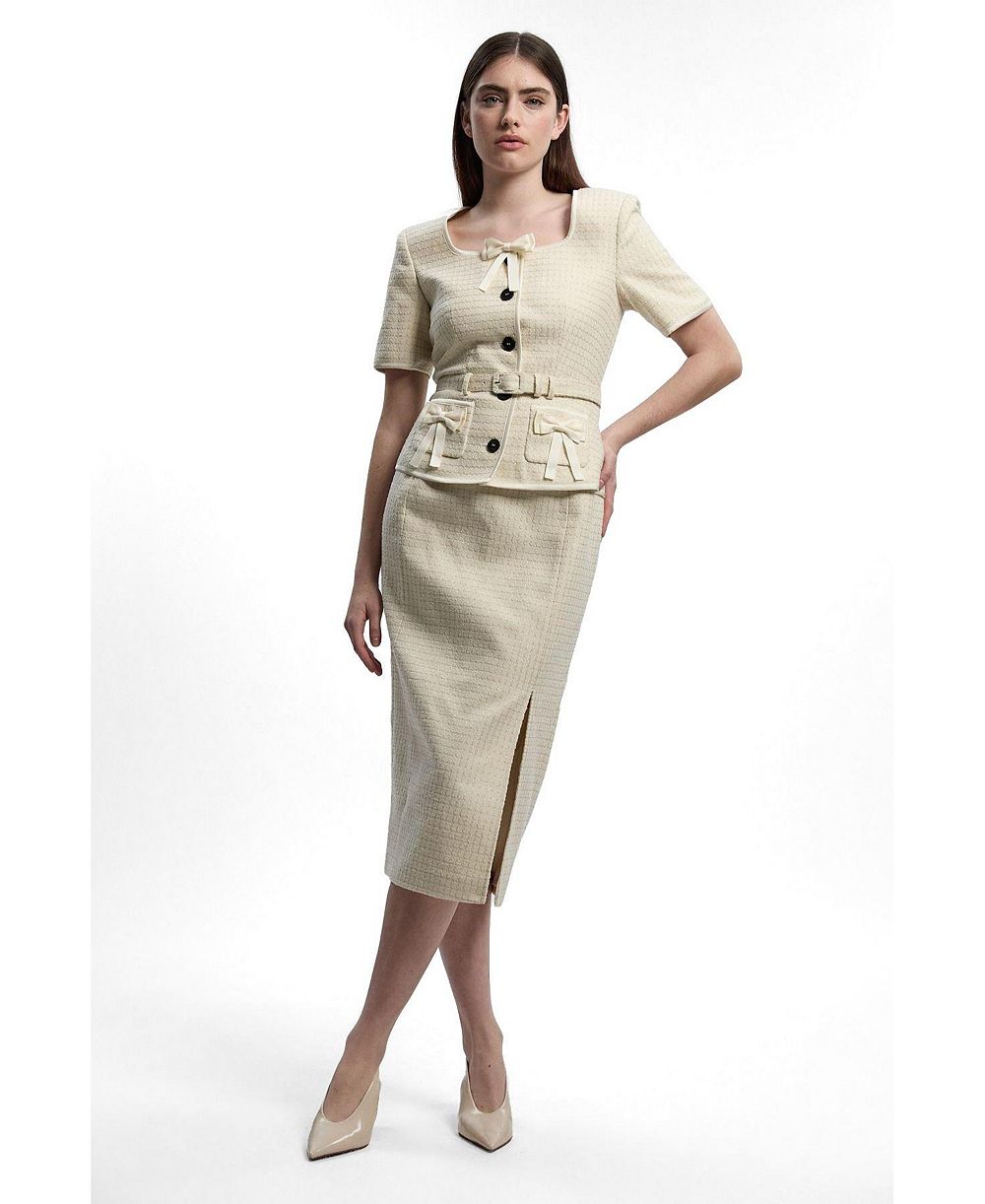 Karen Millen Женский Tweed Bow Midi Dress