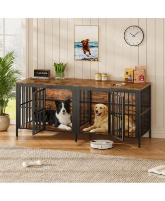 Streamdale Furniture 80'' Heavy-Duty 2-Door Dog Crate End Table and TV Stand