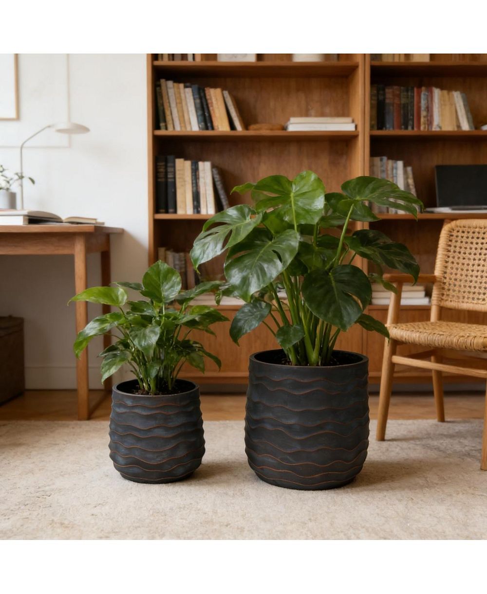 Streamdale Furniture набор из 2 больших круглых кашпо из оксида магния с дренажными отверстиями