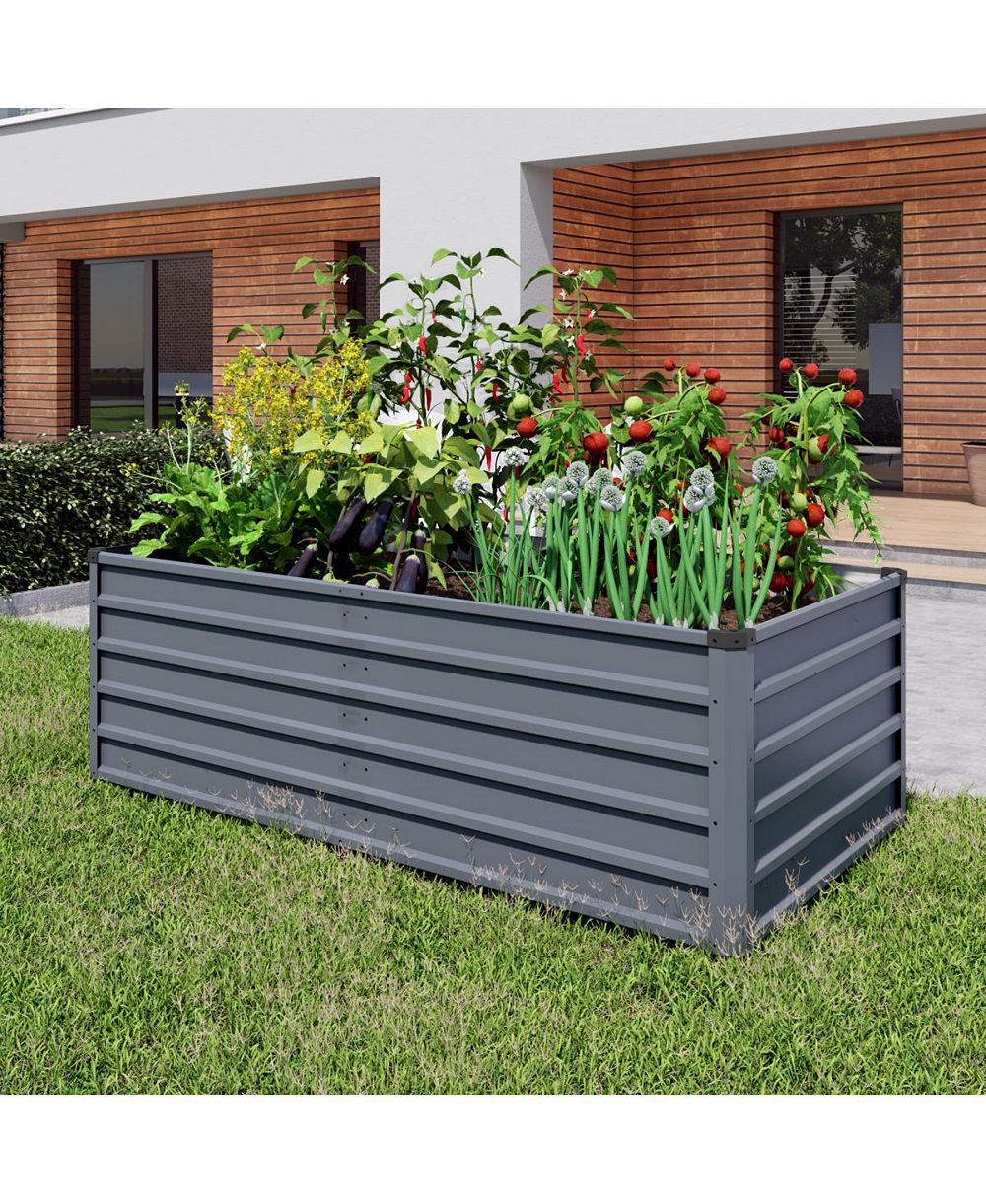 Streamdale Furniture 6x3x2ft Large Galvanized Metal Raised Garden Bed Rectangular Planter