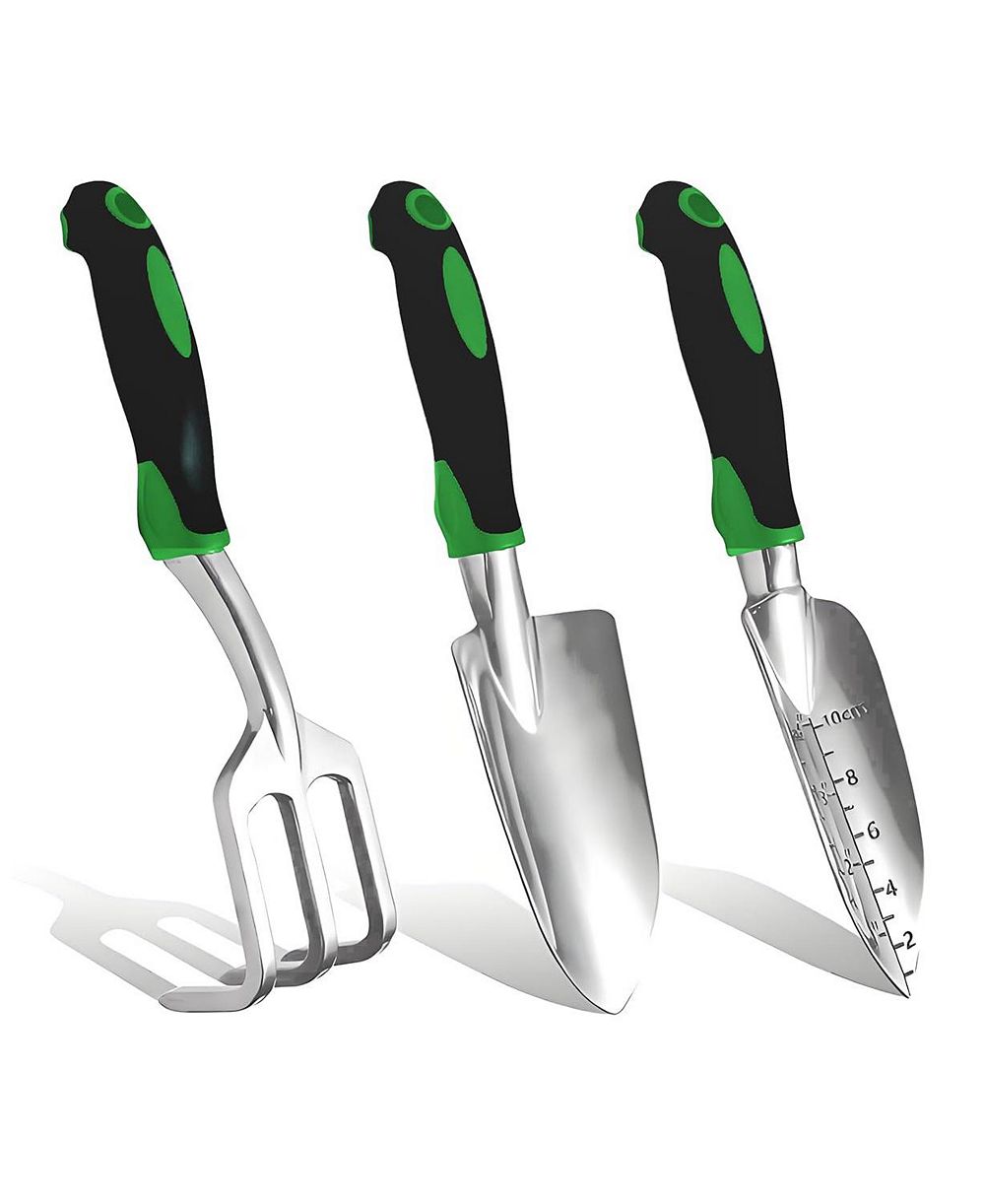 XDOVET Garden Tool Set Cast Aluminum Trowel Rake Cultivator Rubber Handle