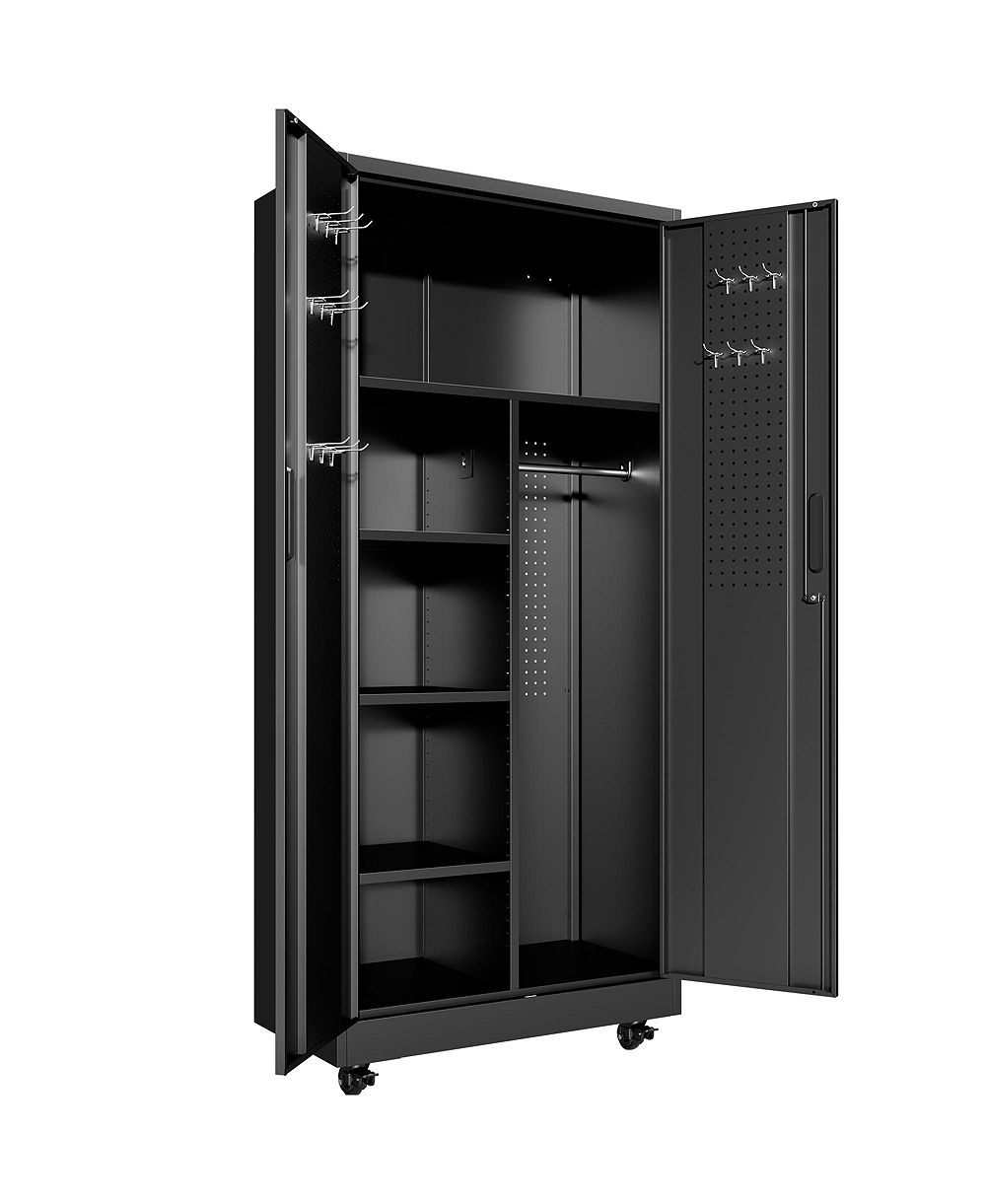 Металлический шкаф для хранения VIYET 71-Inch Heavy-Duty Mobile Steel Wardrobe с перекладиной