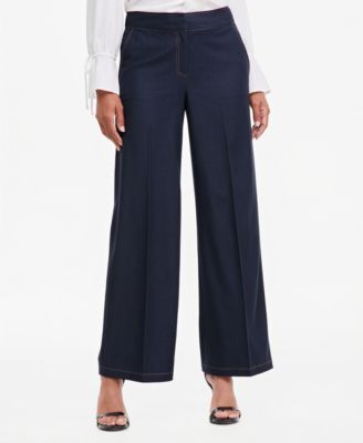 Tahari ASL Women's Wide-Leg Mid-Rise Denim Pants