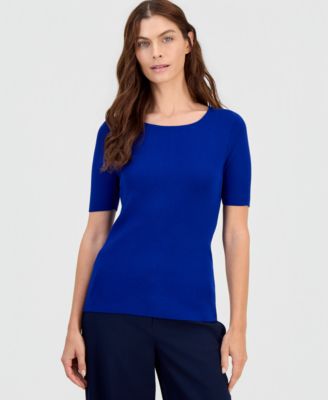Tahari ASL Women's Short-Sleeve Scoop-Neck Sweater