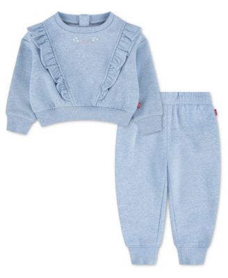 Levi's комплект из 2 предметов: кофта с круглым вырезом с рюшами и джоггеры для девочек-младенцев