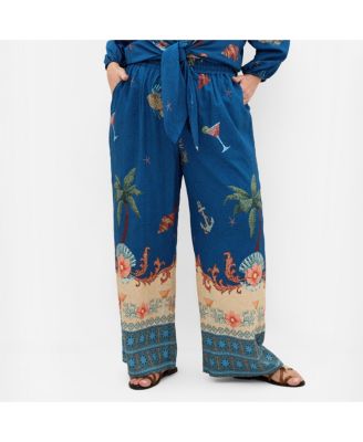 CITY CHIC Women's Plus Size Tia Sea Print Wide Leg Pant