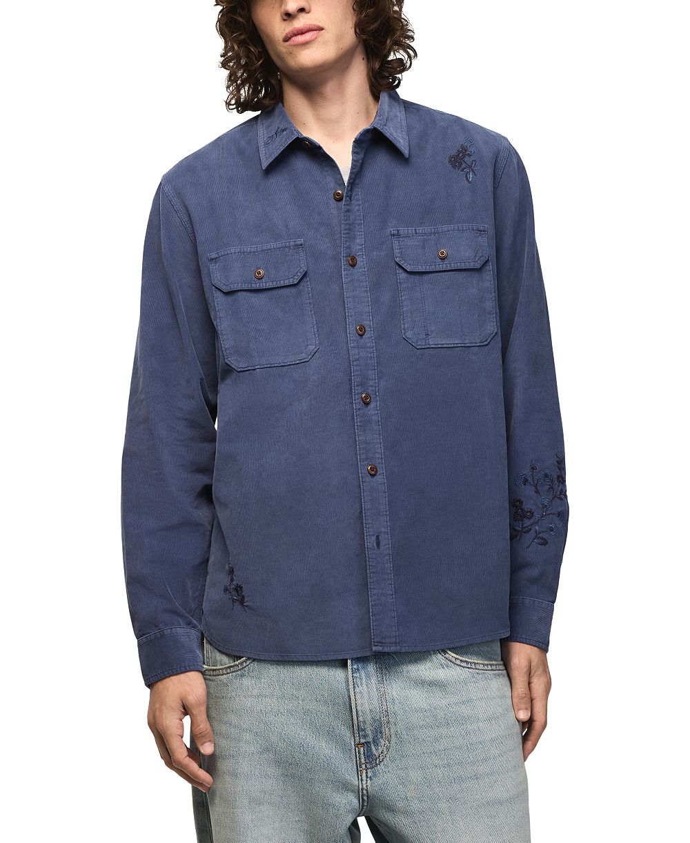 Рубашка Lucky Brand мужская из вельвета с вышивкой, рабочая