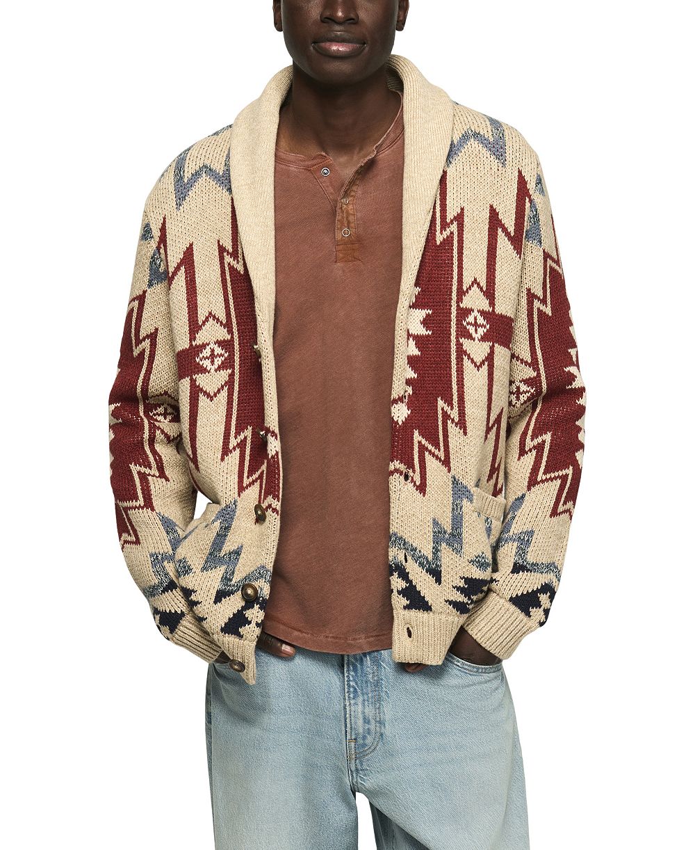 Мужской кардиган Lucky Brand Southwestern с воротником-шалью,regular fit, свитер
