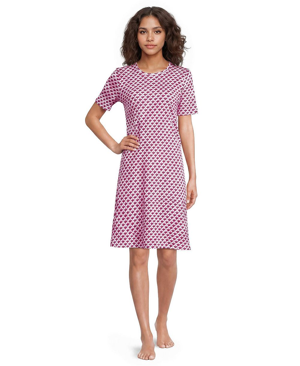 Lands' End Women's Cotton Interlock Short Sleeve Knee Length Gown