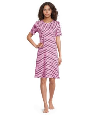 Lands' End Women's Cotton Interlock Short Sleeve Knee Length Gown