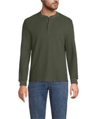 Lands' End Men's Long Sleeve Honeycomb Pique Henley