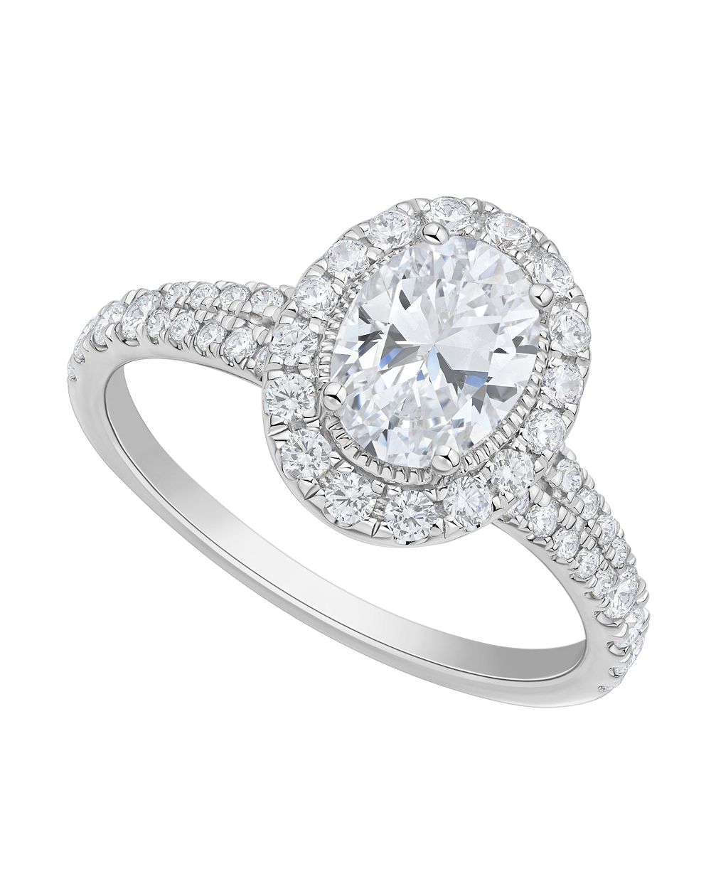 IGI Certified Lab-Grown Diamond Halo Ring (1-1/2 ct. t.w.) in 14k White or Yellow Gold