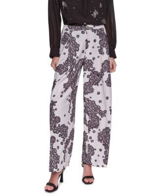 KARL LAGERFELD PARIS Women's Printed Lace Wide-Leg Pants