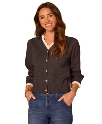 Democracy Women's V-Neck Scallop-Edge Cardigan