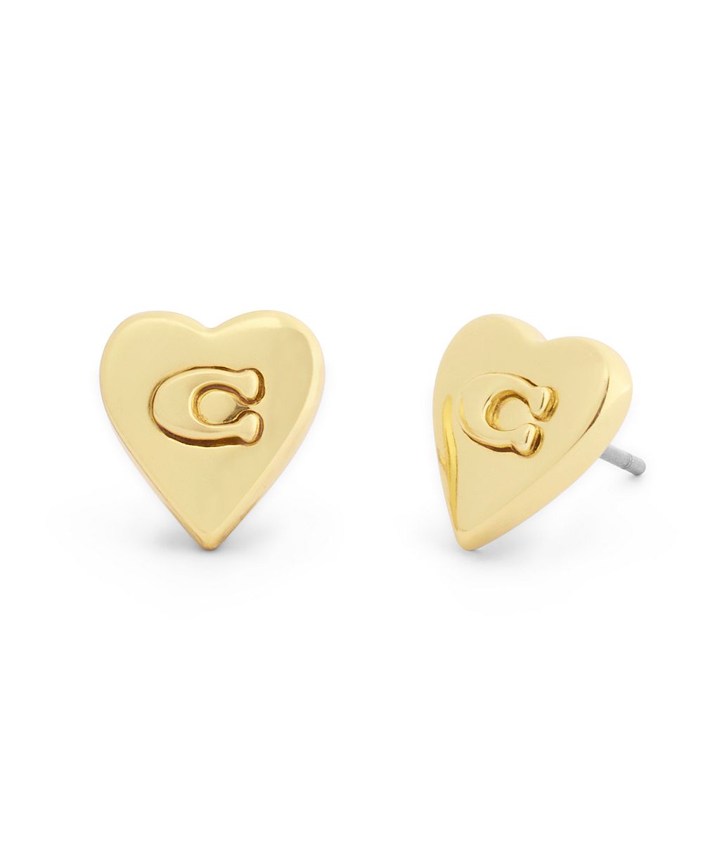 Серьги-гвоздики COACH Metal-tone Heritage Signature с монетой