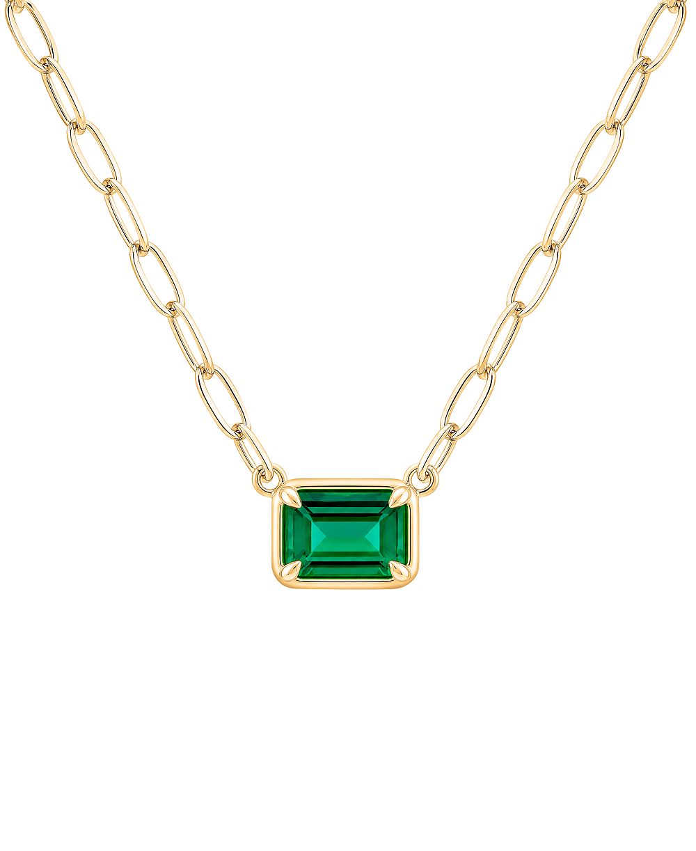 Подвеска Macy's Lab-Grown Emerald (3/8 ct. t.w.) в 14k Gold Over Sterling Silver