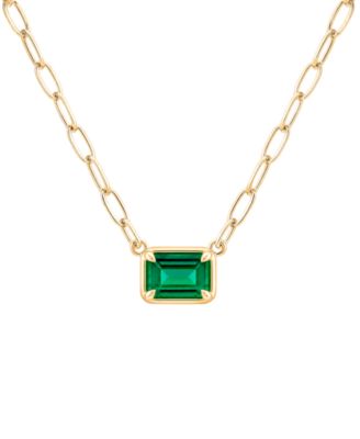 Подвеска Macy's Lab-Grown Emerald (3/8 ct. t.w.) в 14k Gold Over Sterling Silver
