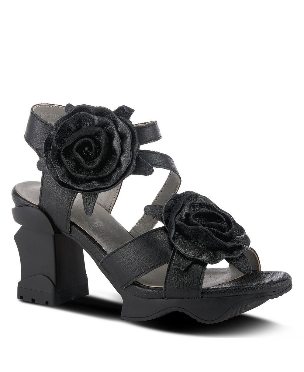 L'Artiste Women's Shelly Ankle Strap Sandal with Hand-Painted Vamp