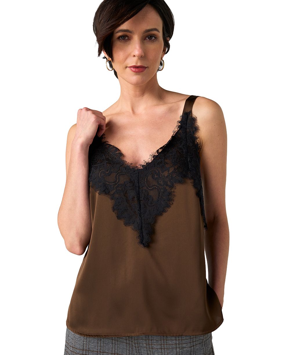 Liverpool Los Angeles Women's Sleeveless V-Neck Lace-Trim Camisole