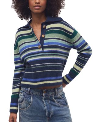 Free People Women's Trading Up Lightweight Stripe Polo Sweater