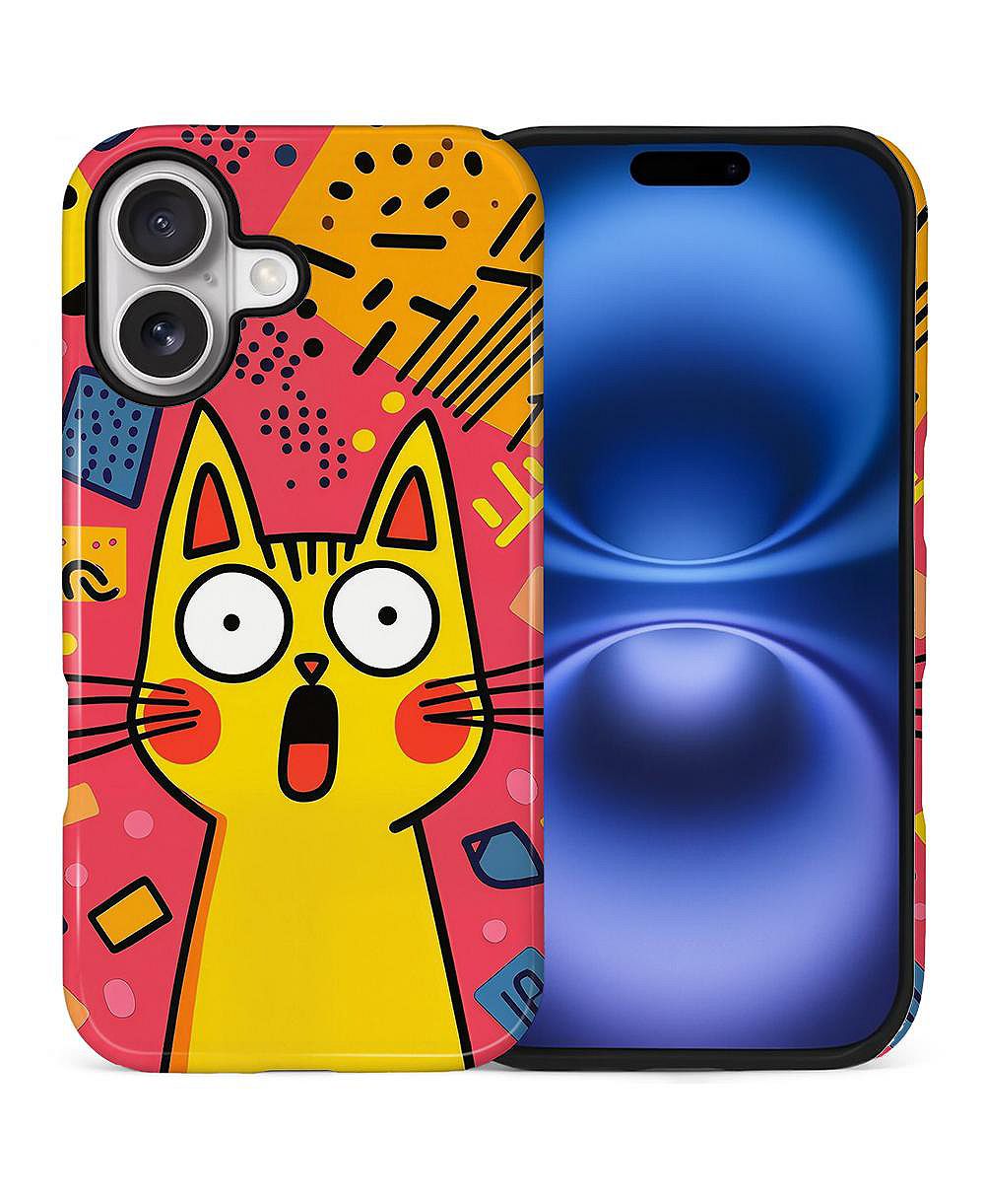 Чехол GONEZ для iPhone 17, 2-in-1 Dual-Layer Shockproof Protection, Funny Cat Art Glossy Case