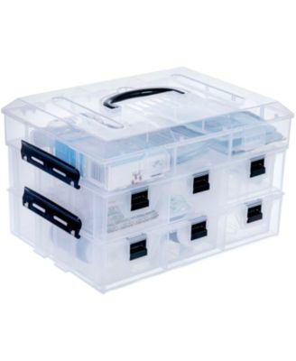 XDOVET Plastic StorBox Organizer Arts Crafts Sewing Supplies Case Accents Compartments Drawers Dividers