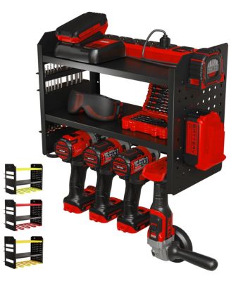 XDOVET Power Tool Organizer Wall Mount Steel Rack Drill Slots Pegboard Utility Side