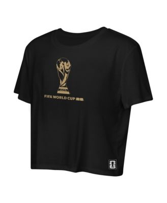 Женская футболка Outerstuff Women's Black FIFA World Cup 2026 Cropped World Trophy T-Shirt