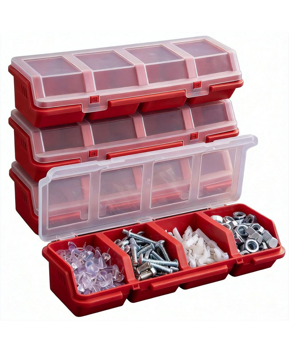 XDOVET Screw Organizer Box With Lid Compartments Stackable Hardware Storage Bin