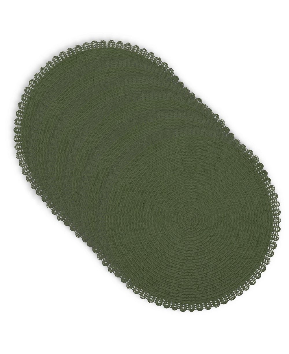 Dainty Home Chantilly 15" Round Woven Placemats Set of 6 - Durable, Reversible and Non-Slip Table Mats